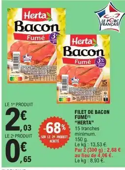 E.Leclerc FILET DE BACON FUMÉ 'HERTA' offre