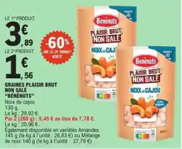 E.Leclerc GRAINES PLAISIR BRUT NON SALÉ “BÉNÉNUTS” offre