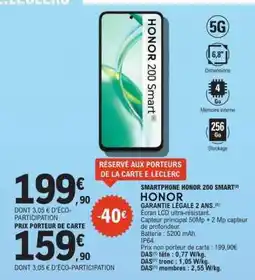E.Leclerc HONOR 200 SMART offre