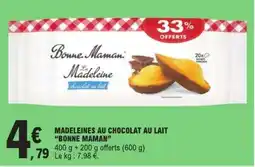 E.Leclerc MADELEINES AU CHOCOLAT AU LAIT “BONNE MAMAN” offre