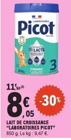 E.Leclerc Lait de Croissance 'Laboratoires Picot' offre