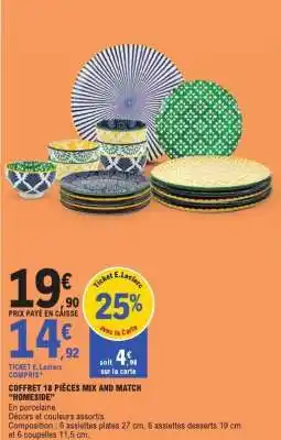 E.Leclerc COFFRET 18 PIÈCES MIX AND MATCH HOMESIDE offre