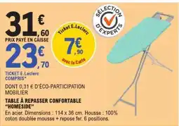 E.Leclerc TABLE À REPASSER CONFORTABLE 'HOMESIDE' offre