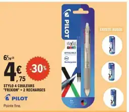 E.Leclerc PILOT Stylo 4 Couleurs 'Frixion' + 2 Recharges offre
