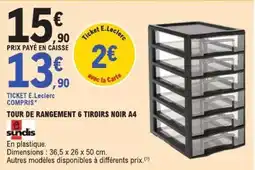 E.Leclerc TOUR DE RANGEMENT 6 TIROIRS NOIR A4 offre