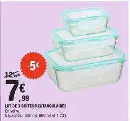 E.Leclerc LOT DE 3 BOÎTES RECTANGULAIRES offre