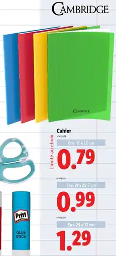 Lidl CAMBRIDGE Cahier offre