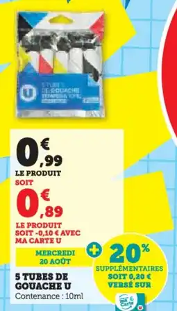 Hyper U 5 tubes de gouache u offre