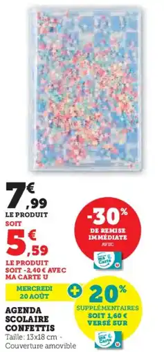 Hyper U Agenda scolaire confettis offre