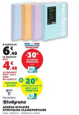 Hyper U Agenda scolaire studyrama clairefontaine offre