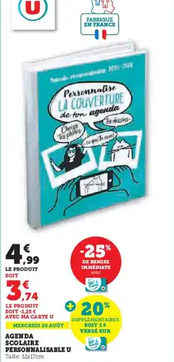 Hyper U Agenda scolaire personnalisable u offre