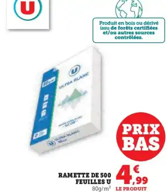 Hyper U Ramette de 500 feuilles u offre