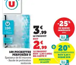 Hyper U 100 pochettes perforées u offre