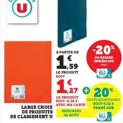 Hyper U Large choix de produits de classement u offre