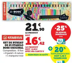 Hyper U Set de bureau de 23 stabilo boss original offre