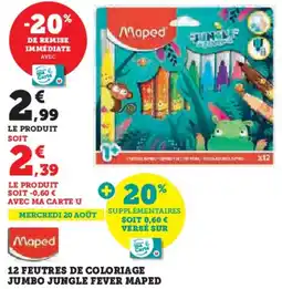 Hyper U 12 feutres de coloriage jumbo jungle fever maped offre