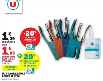 Hyper U Mini agrafeuse pince u n°10 offre