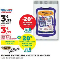 Hyper U Ardoise bic velleda + 8 feutres assortis offre