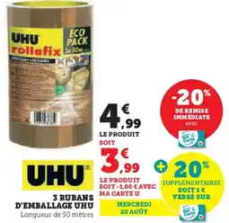 Hyper U 3 rubans d'emballage uhu offre