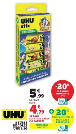 Hyper U 8 tubes de colle uhu 8,2g offre