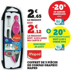 Hyper U Coffret de 3 pièces de compas graphic maped offre