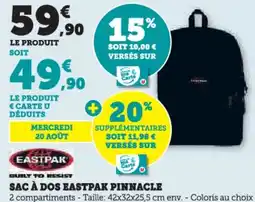 Hyper U Sac à dos eastpak pinnacle offre