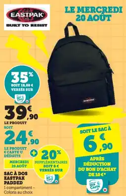 Hyper U Sac à dos eastpak padded offre