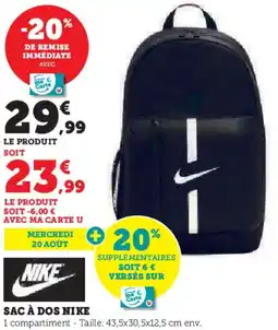 Hyper U Sac à dos nike offre