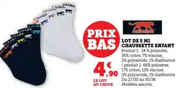 Hyper U Lot de 5 mi chaussette enfant offre