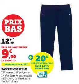 Hyper U Pantalon fille offre