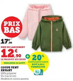 Hyper U Coupe vent enfant offre