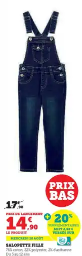 Hyper U Salopette fille offre