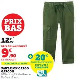 Hyper U Pantalon cargo garcon offre