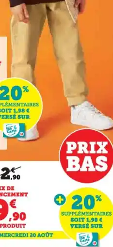 Hyper U Pantalon garcon offre