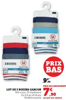 Hyper U Lot de 3 boxers garcon offre