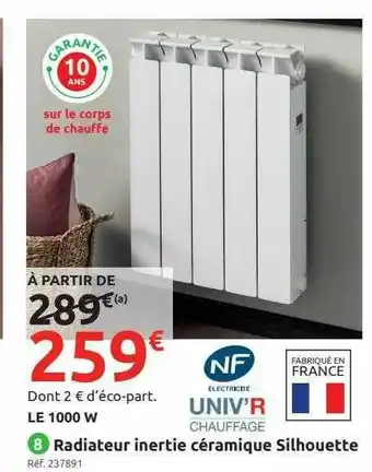 Mr Bricolage Radiateur Inertie Céramique Silhouette Univ'r offre