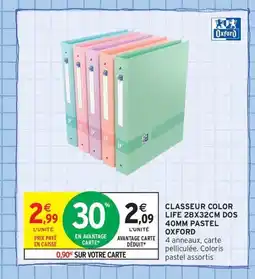 Intermarché Contact OXFORD Classeur color life dos 40mm pastel offre
