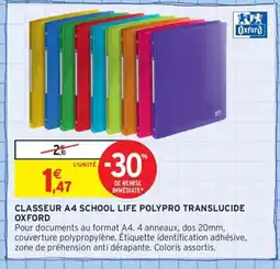 Intermarché Contact OXFORD Classeur a4 school life polypro translucide offre