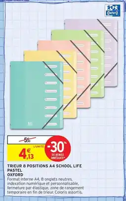 Intermarché Contact OXFORD Trieur 8 positions a4 school life pastel offre