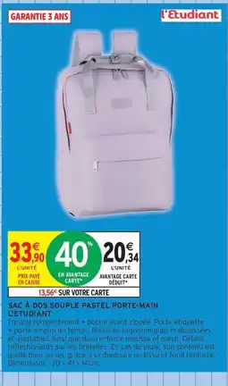 Intermarché Contact Sac à dos souple pastel porte-main offre