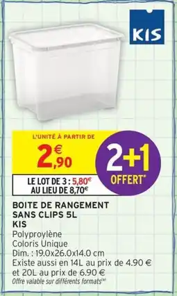 Intermarché Contact KIS Boite de rangement sans clips offre