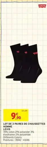 Intermarché Contact LEVIS Lot de 3 paires de chaussettes homme offre