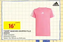 Intermarché Contact ADIDAS T-shirt manches courtes fille offre