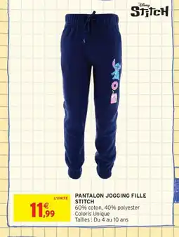 Intermarché Contact Pantalon jogging fille stitch offre