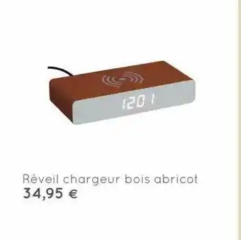 Réveil Chargeur Bois Abricot