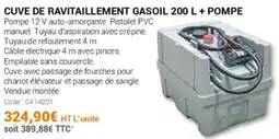 Agrial Cuve de ravitaillement gasoil 200 l + pompe offre