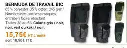 Agrial Bermuda de travail bic offre