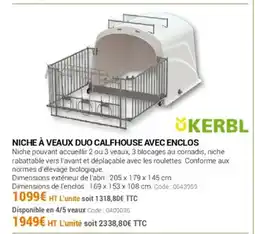 Agrial Niche à veaux duo calfhouse avec enclos offre