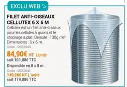 Agrial Filet anti-oiseaux cellutex offre