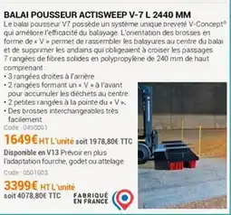 Agrial Balai pousseur actisweep v-7l 2440mm offre